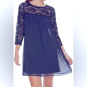 LILY ROSE Lace Navy Babydoll Dress Size M